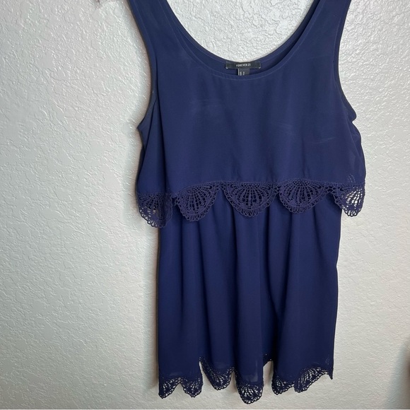 Forever 21 Navy Blue Overlay Lace Dress - Picture 3 of 5
